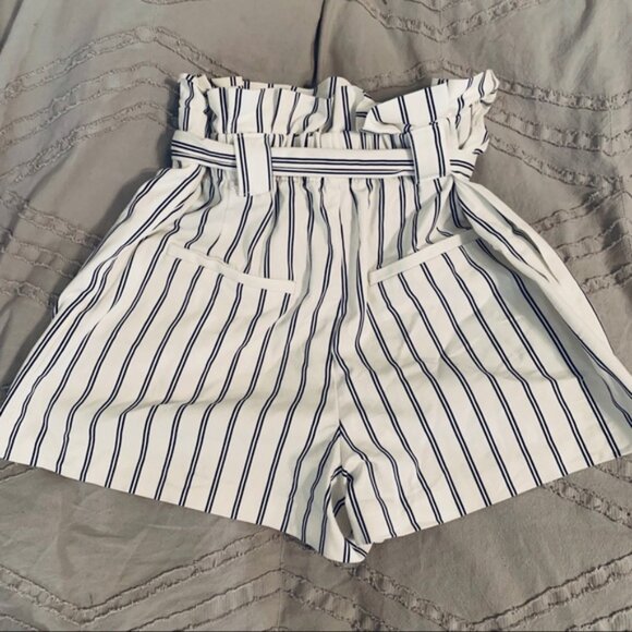 Zara Striped Tie Paperbag Shorts - Picture 4 of 4